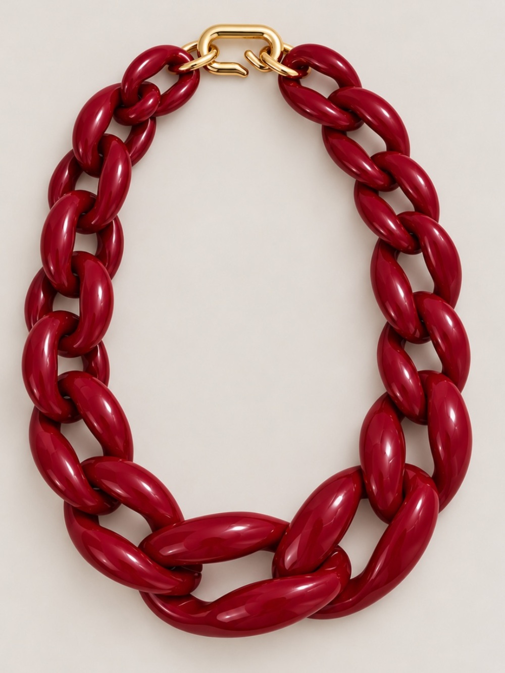 New! Cranberry Red Chunky Link Necklace Statement NWOT